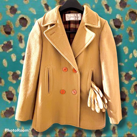 EVAN PICONE, VINTAGE WOOL PEA COAT, Camel, Wmn’s M - Picture 10 of 14